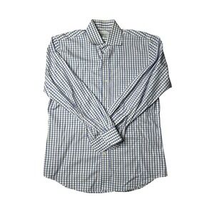 Ledbury Fine Shirting‎ Mens Dress Shirt 16.5 Slim Fit Blue Checkered